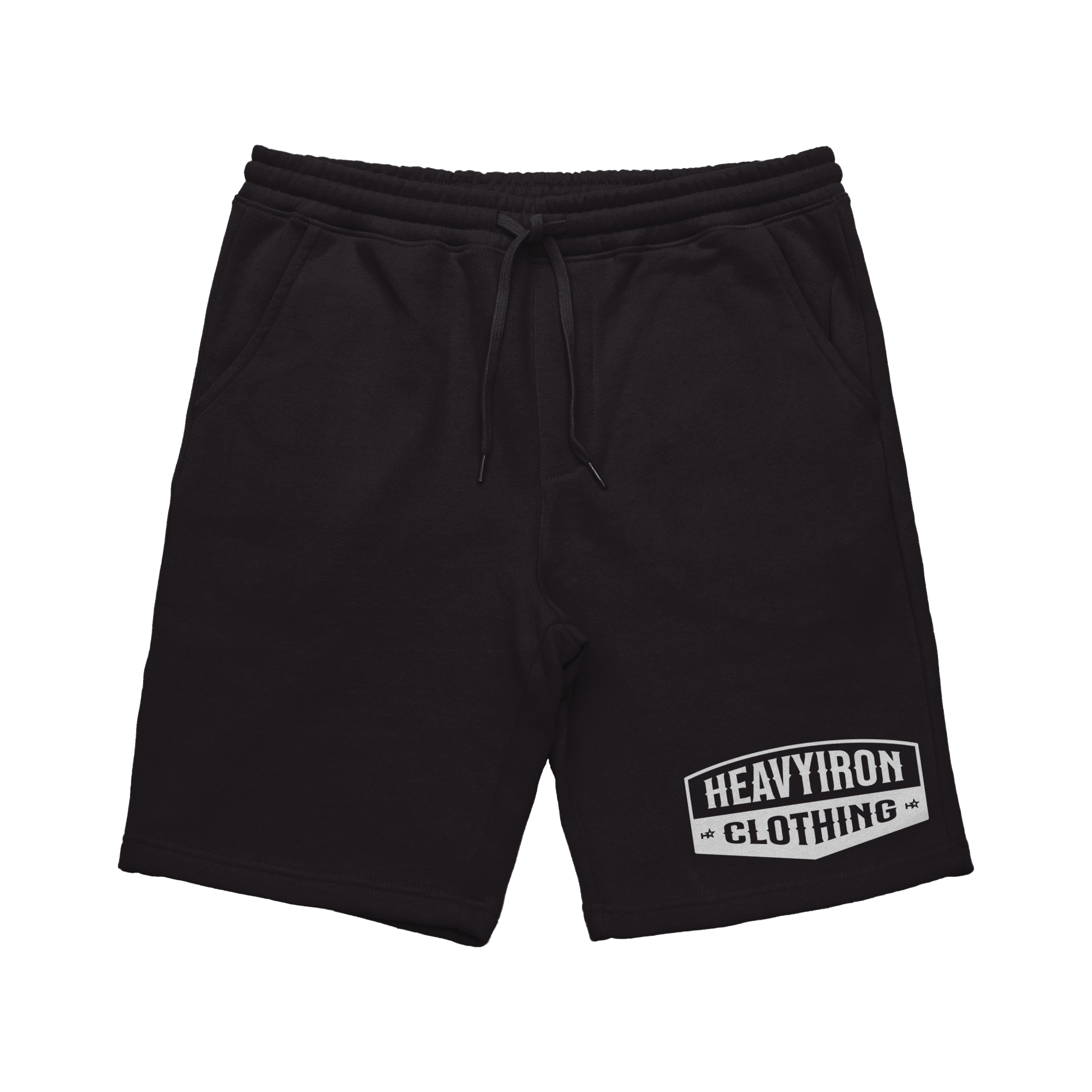 HEAVYIRON ALL WORK BODYBUILDING FLEECE GYM SHORTS BLACK