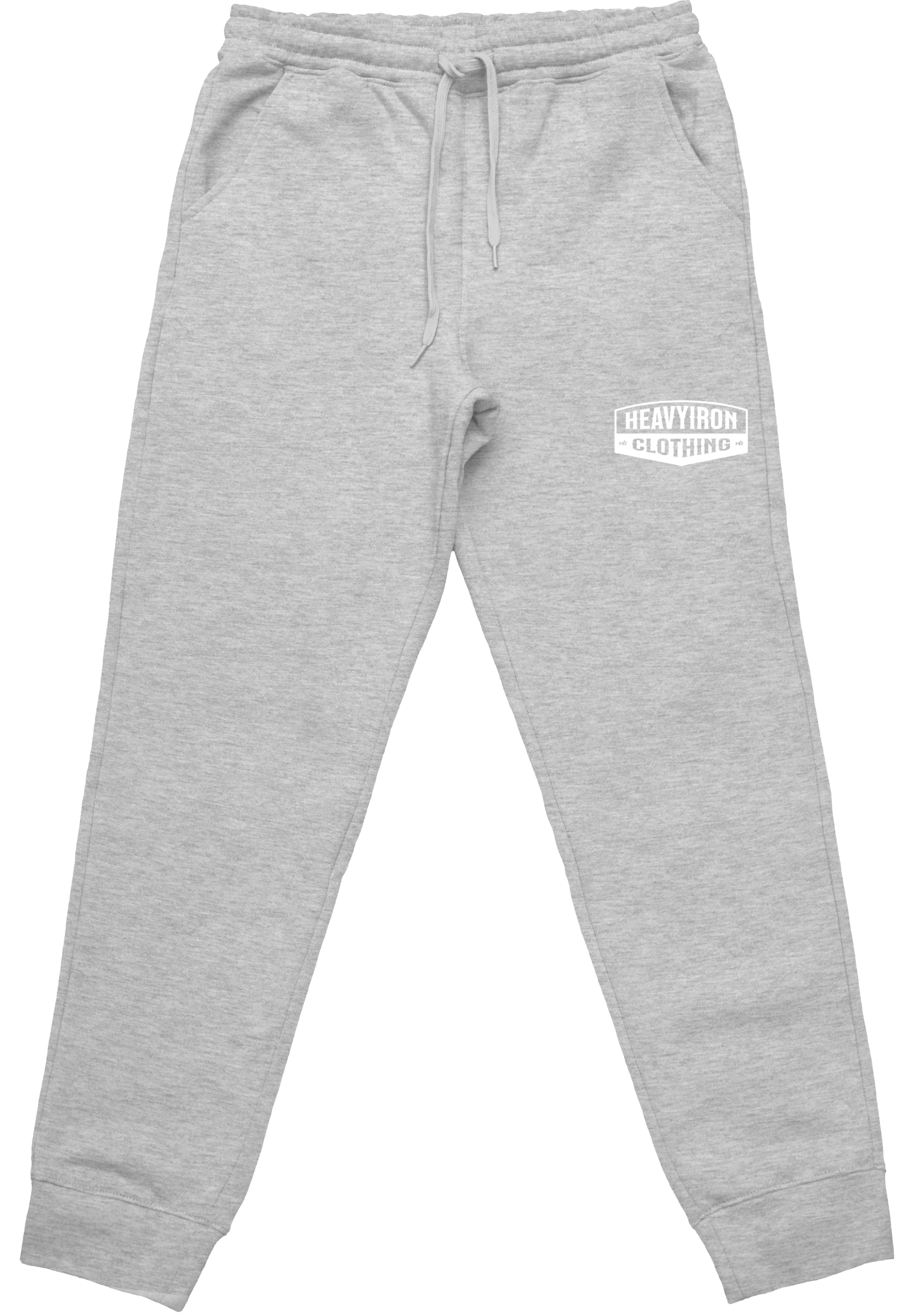 HEAVYIRON ALL WORK BODYBUILDING GYM JOGGER SWEATPANTS HEATHER GREY WITH WHITE